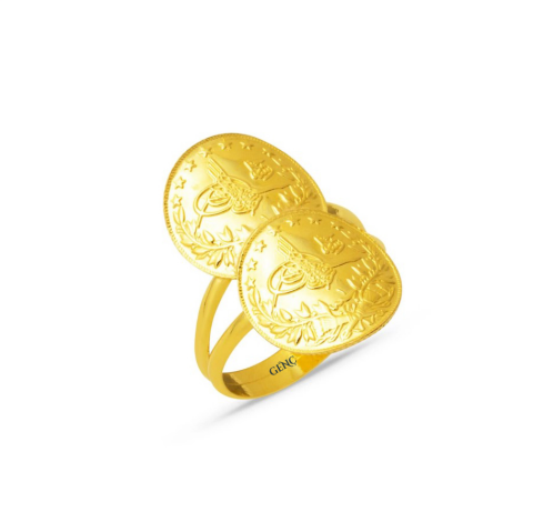 22 Ayar İki Çeyrek Reşatlı Altın Yüzük