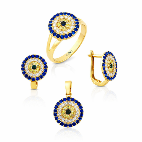 Altın Nazar Boncuklı 3'lü Set