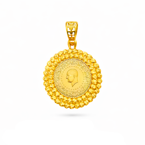 22 Ayar İki Sıra Dorikalı Çeyrek Altın Kolye Ucu