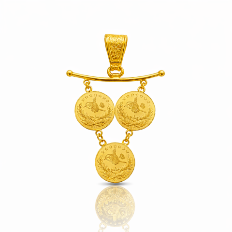 22 Ayar Üçlü Reşat Çeyrek Altın Kolye Ucu