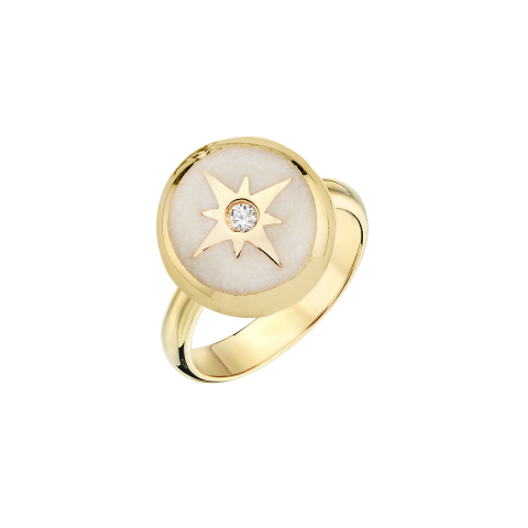 Altın Sedef Mineli Polaris Yüzük