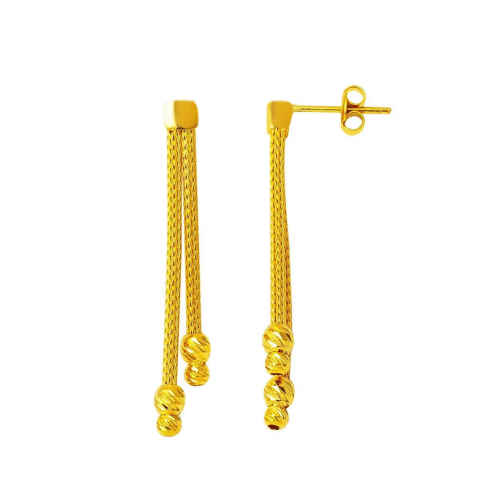 Mesh Örgü Altın Sarkaç Küpe