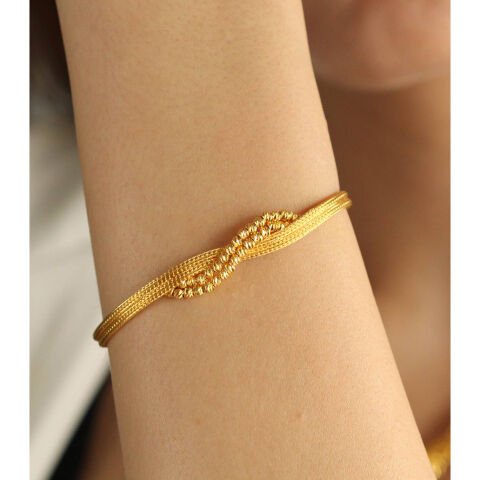 Altın Mesh Örgü Dorikalı Bileklik