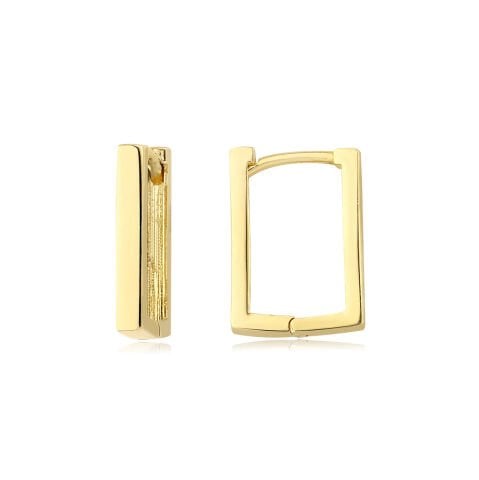 Dikdörtgen Halka Altın Küpe