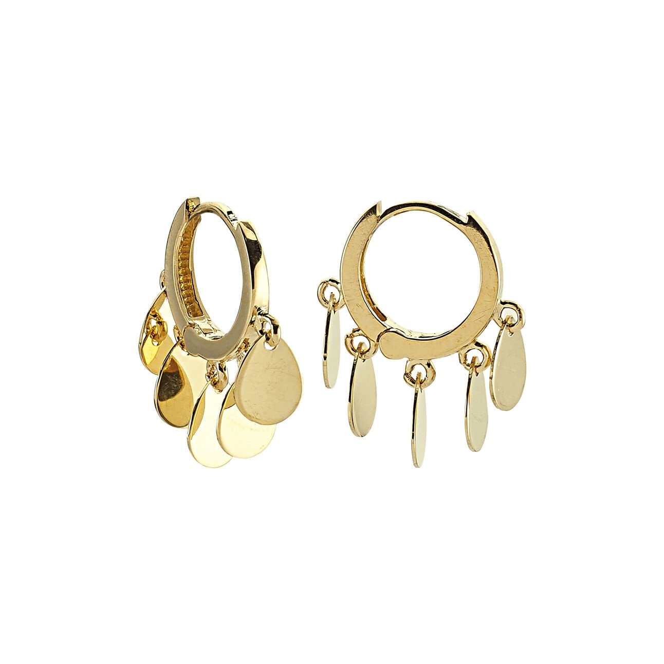 Altın Sıralı Damla Pullu Küpe