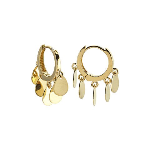 Altın Sıralı Damla Pullu Küpe