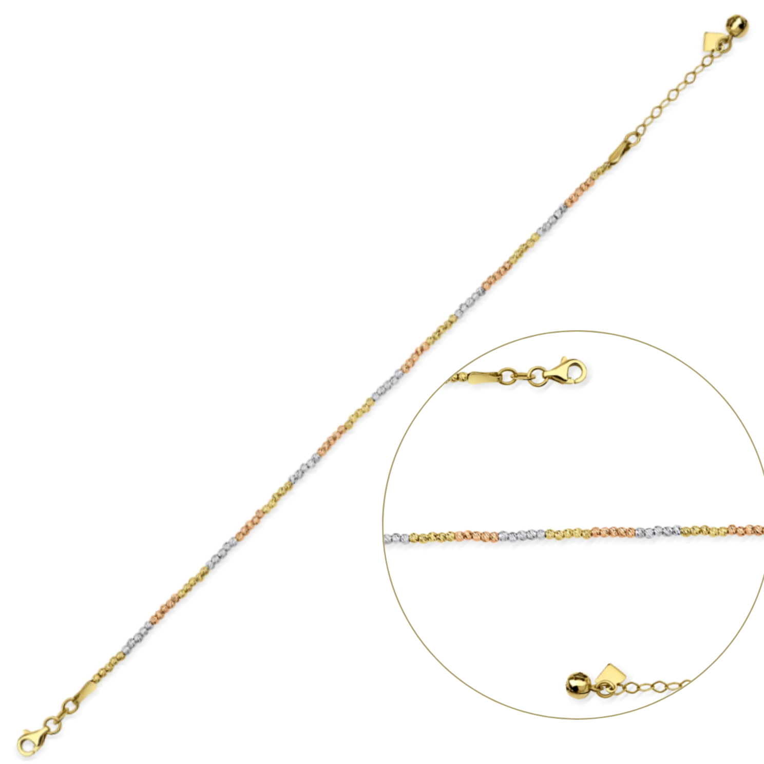 İtalyan Sık Dorika Üç Renk Altın Bileklik