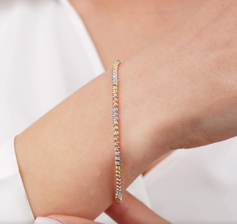 İtalyan Sık Dorika Üç Renk Altın Bileklik