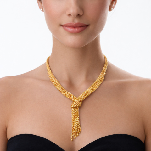 Düğümlü Halat Altın Gerdanlık