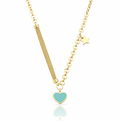 Eterna Blue Charm Kalp ve Yıldız Altın Kolye