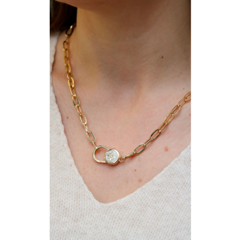 Sarı Altın Sedef Mineli Polaris Kolye