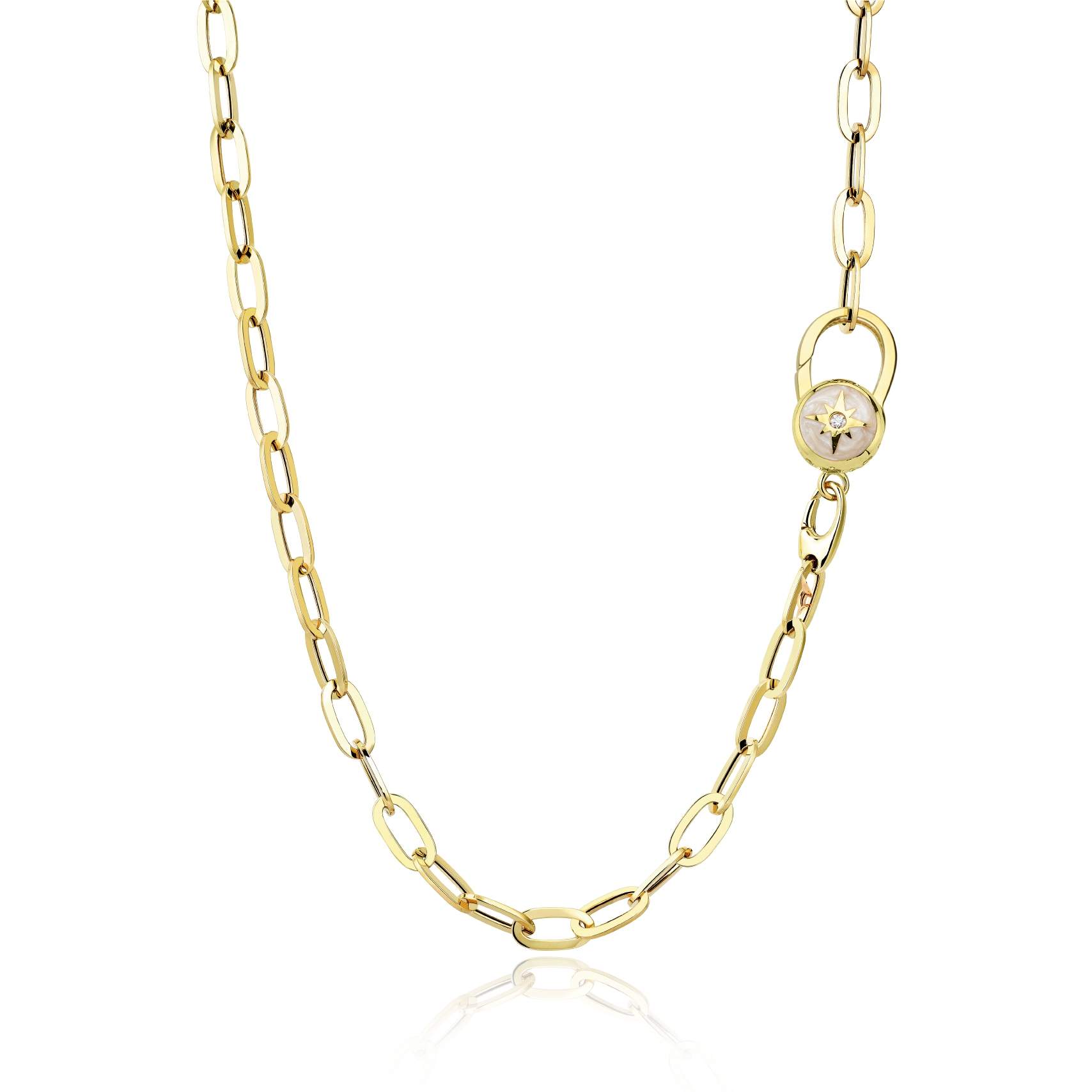 Sarı Altın Sedef Mineli Polaris Kolye