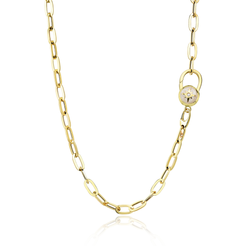 Sarı Altın Sedef Mineli Polaris Kolye