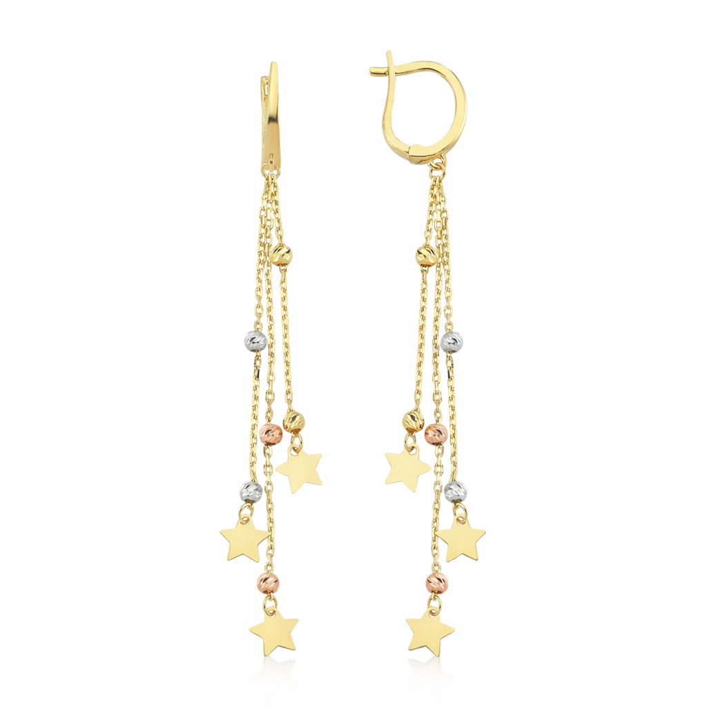 Sallantılı Yıldızlı Altın Küpe