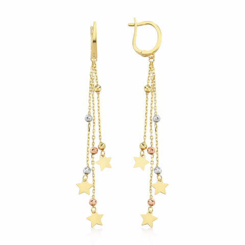 Sallantılı Yıldızlı Altın Küpe