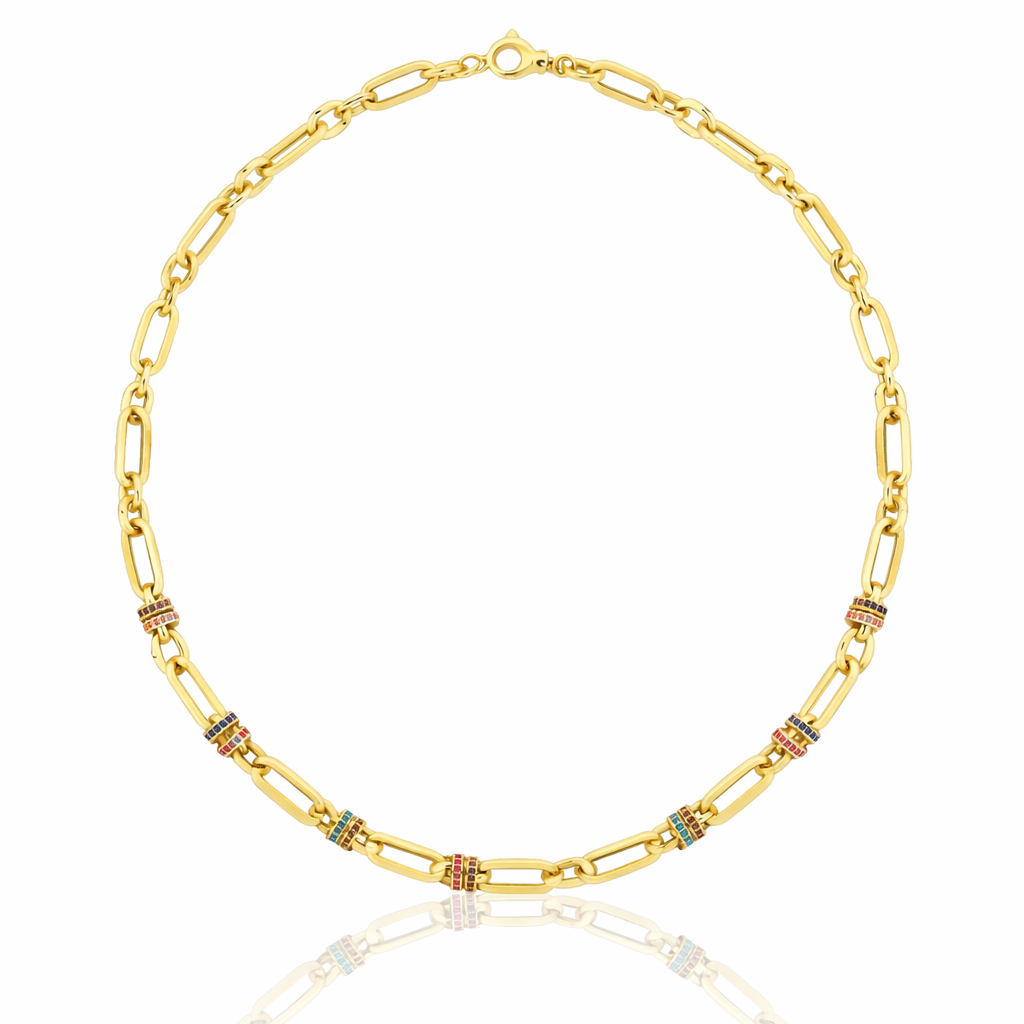 Eterna Sarı Altın Taşlı Kolye