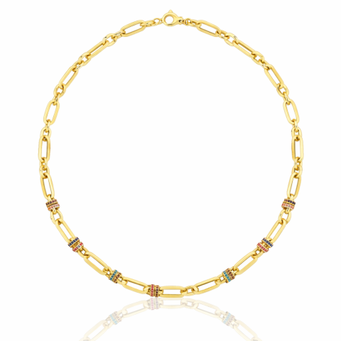 Eterna Sarı Altın Taşlı Kolye