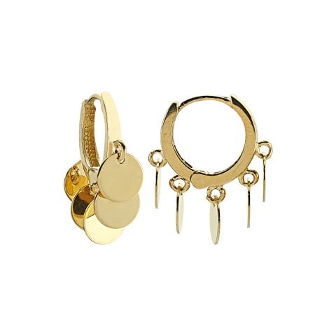 Altın Sıralı Yuvarlak Beş Pullu Küpe