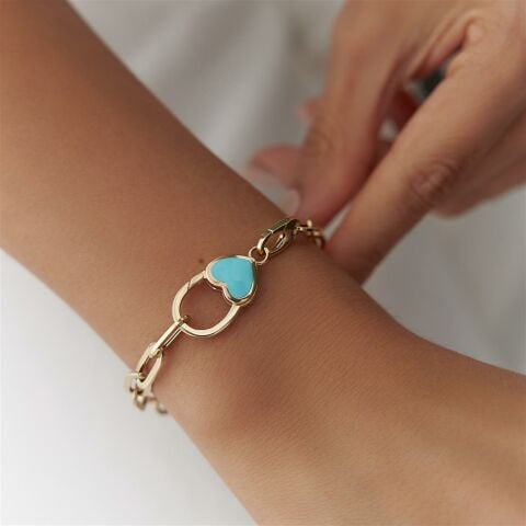 Turkuaz Mineli Altın Bileklik