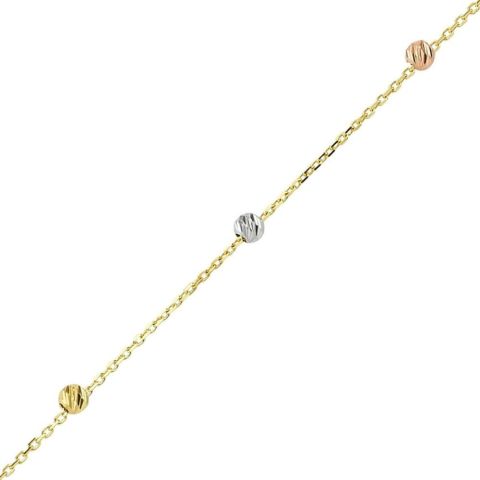 İtalyan Üç Renk Dorika Toplu Tek Sıra Altın Bileklik