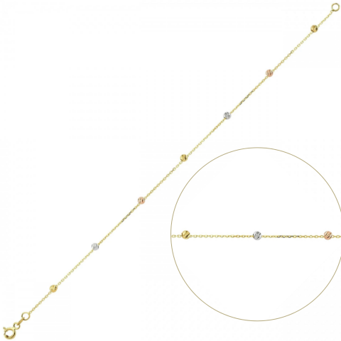 İtalyan Üç Renk Dorika Toplu Tek Sıra Altın Bileklik