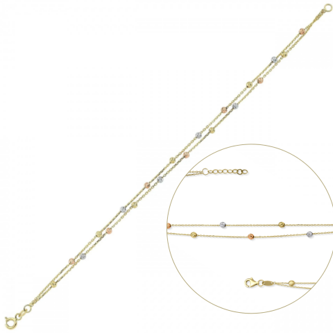 İtalyan Üç Renk İki Sıra Dorika Altın Bileklik