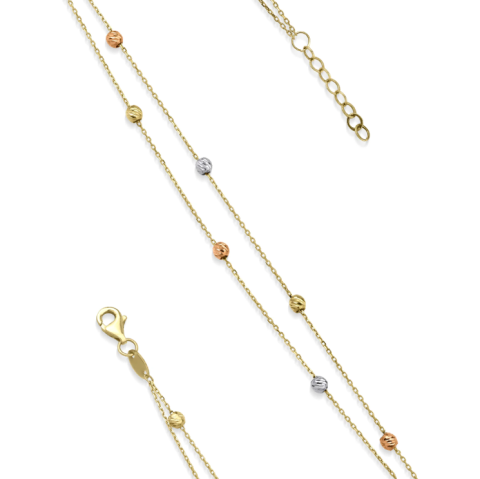 İtalyan Üç Renk İki Sıra Dorika Altın Bileklik