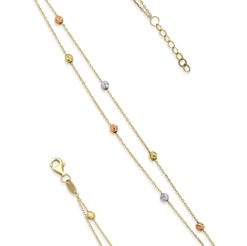 İtalyan Üç Renk İki Sıra Dorika Altın Bileklik