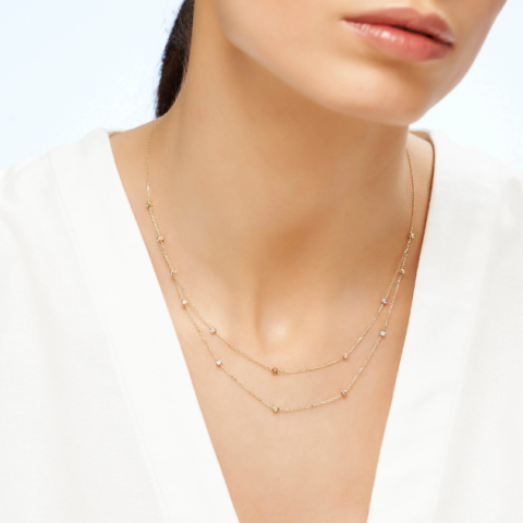 Altın Çift Sıralı Dorikalı Kolye