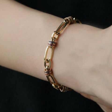 Eterna Sarı Altın Taşlı Bileklik