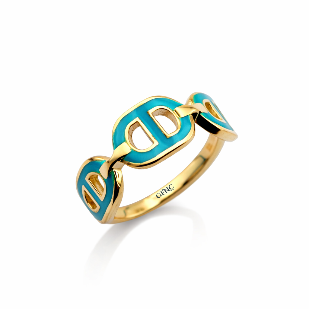 Altın Turkuaz Mineli Yüzük