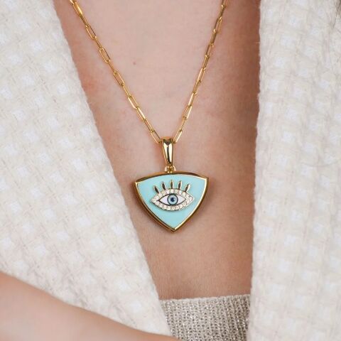 Altın Göz Turkuaz Mineli Kolye Ucu