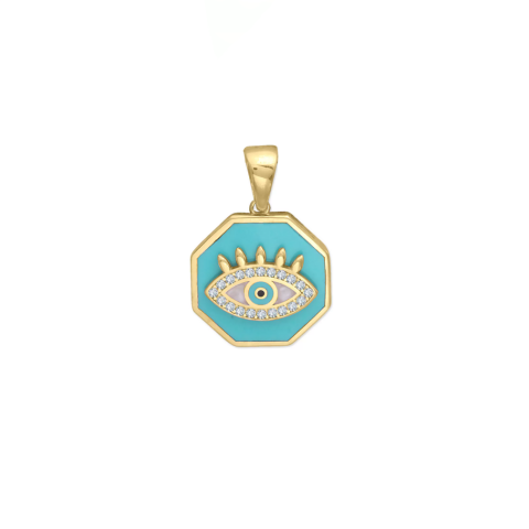 Altın Göz Turkuaz Mineli Kolye Ucu