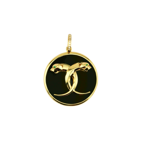 Altın Siyah Mineli Leopar Kolye Ucu