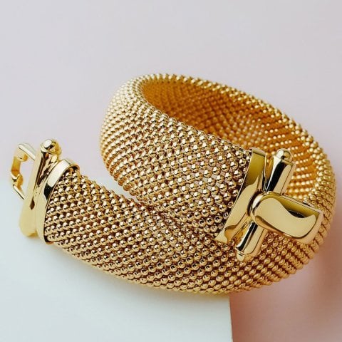 Kalın Hasır Altın Bileklik